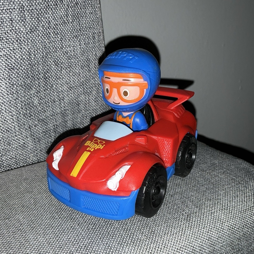 2020 Moonbug Jazwares Blippi race car Driver Toy Car,‎ 3.5" long x 3.25" tall